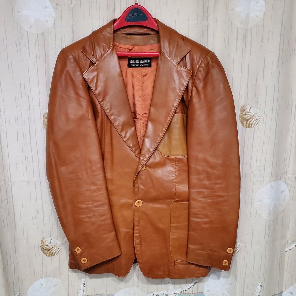 VINTAGE MEN'S LEATHER DRESS COAT...1980 PURCHASE...TOP QUALITY...MADE IN URAGUAY